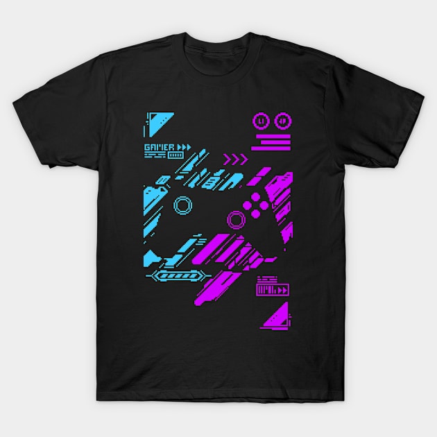 Futuristic Gamer Controller Theme T-Shirt by LivingTheIndie